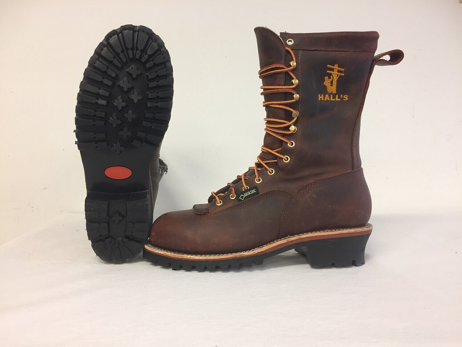 Hall's 710W 10" Waterproof Composite Toe Patch Lineman Boot (Rusty Red)