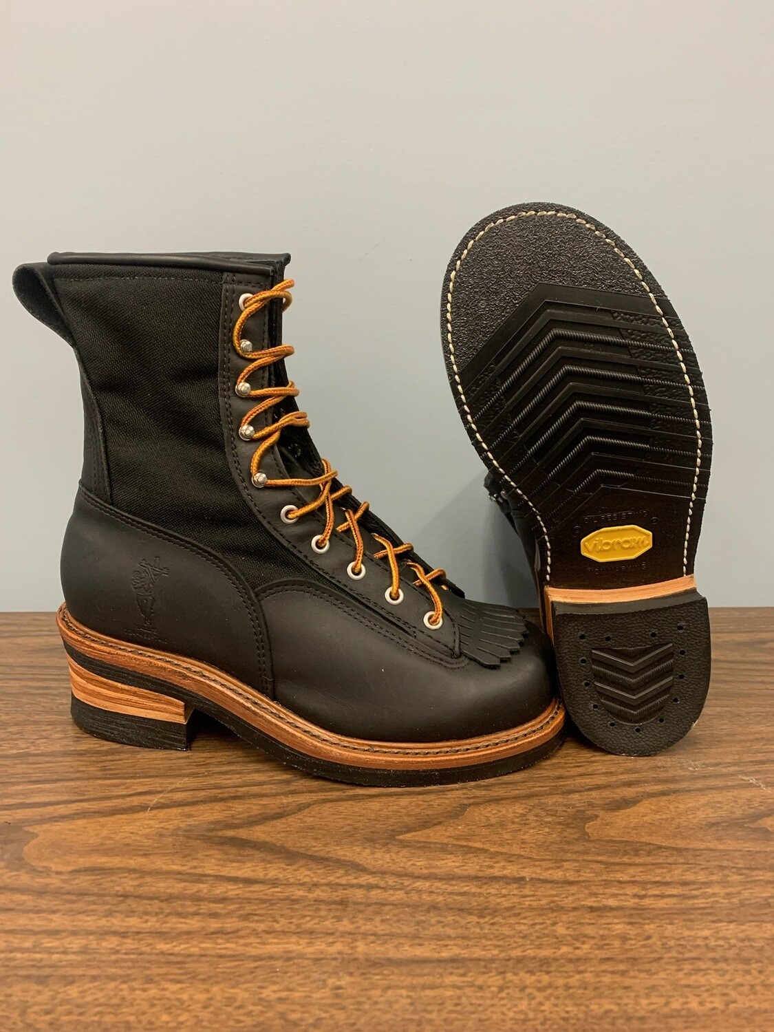 Hall's 945-1 8" Black Lace To Toe Lineman Boots, Made in the USA!