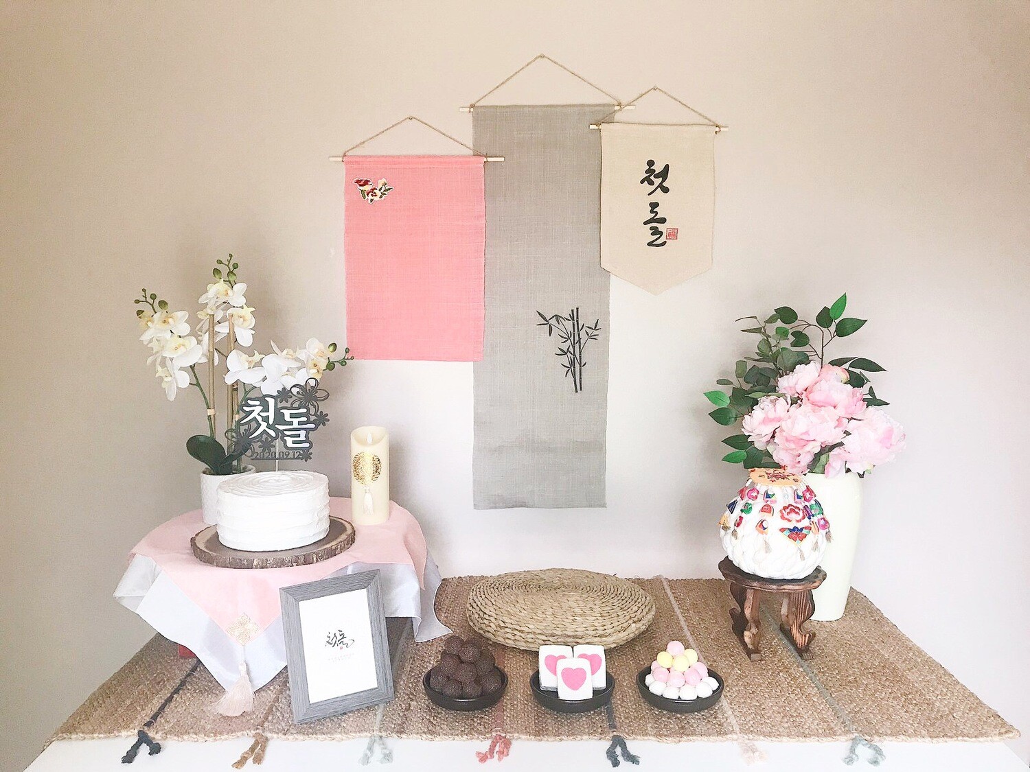삼색 달래 돌상 (핑크)