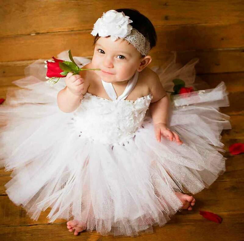 White Tutu Dress for Baby Girl for Birthday or Party