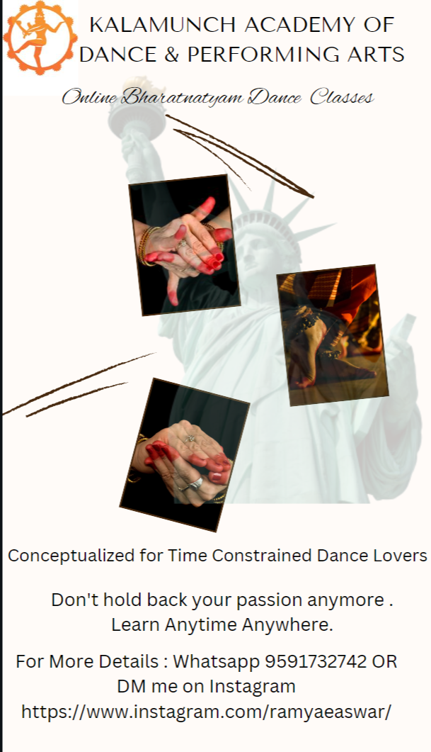 ONLINE BHARATNATYAM DANCE   BEGINNER LEVEL - USA &amp; CANADA BATCHES SUBSCRIPTION