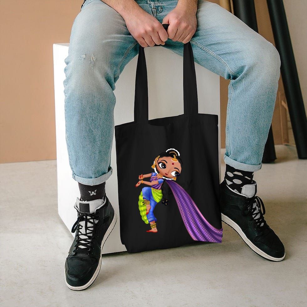 CUSTOMIZED TOTE BAGS - 15&quot; X 16&quot; INCHES HASTA AND KALAMUNCH MASCOT THEME, ARTWORK: Kalamunch Mascot, COLOR: BLACK