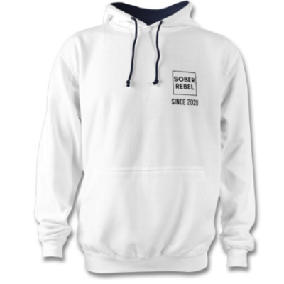 White Sober Rebel Hoodie - with your personalised year of sobriety