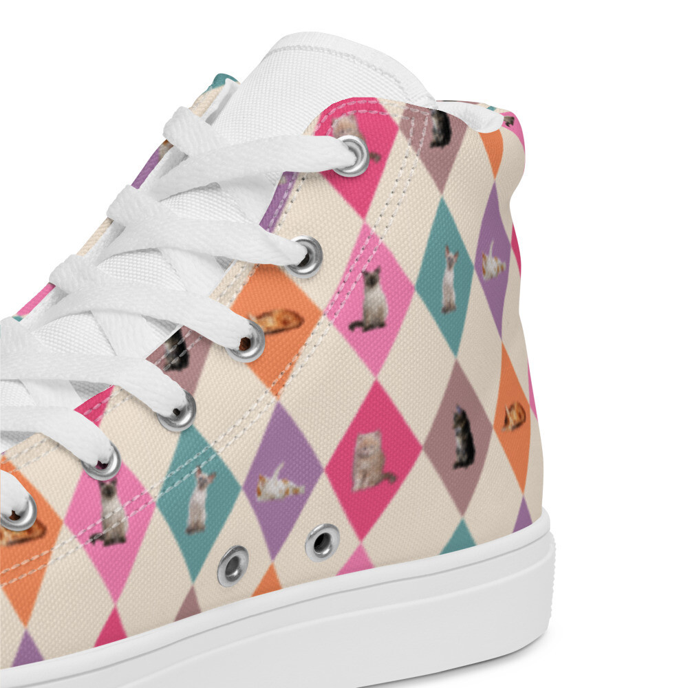 Color Me Cats High Top canvas shoes for women.