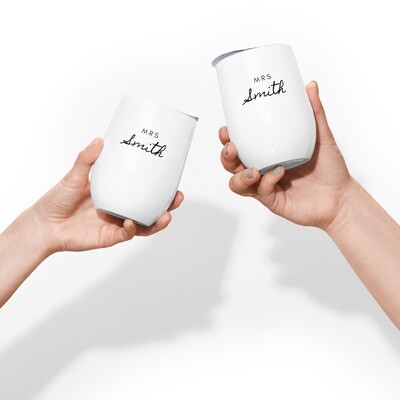 Personalized Mr and Mrs Drink Tumbler Gift for Newlyweds. 