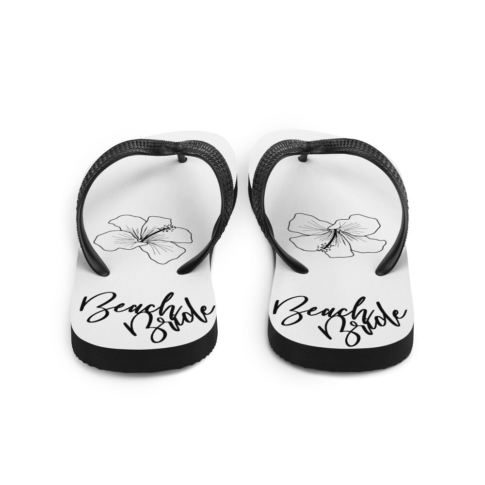 Beach Bride Flower Flip-Flops. Summer Wedding Slides.