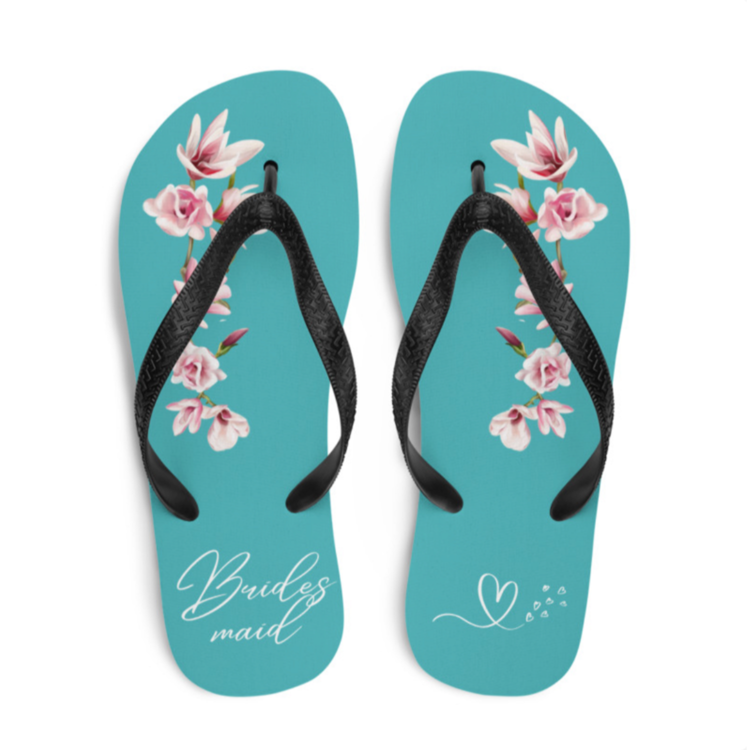 Beach Bridesmaid Flip-Flops. Boho Bride Squad Slippers.