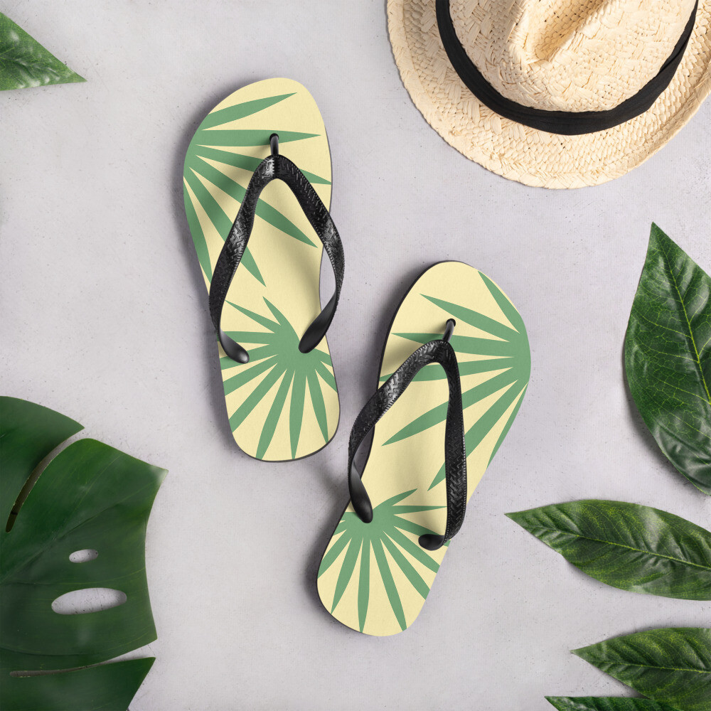 Tropical Summer Flip-Flops. Hawaiian Style Flip Flops.