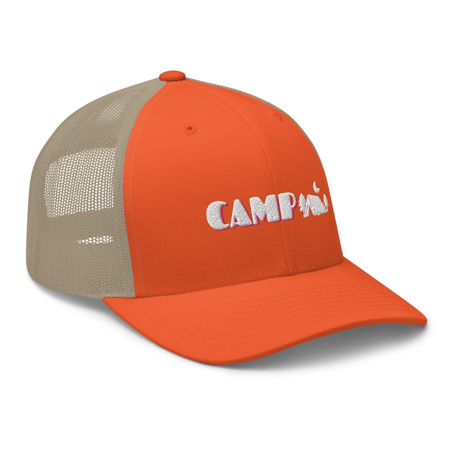 Camp Trucker Cap. Retro Camper Trucker Hat.