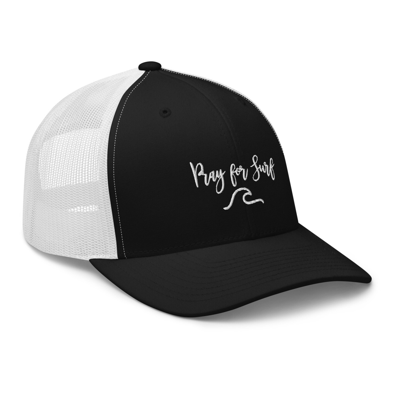 Pray for Surf Trucker Cap. Retro Surfers Trucker Hat.