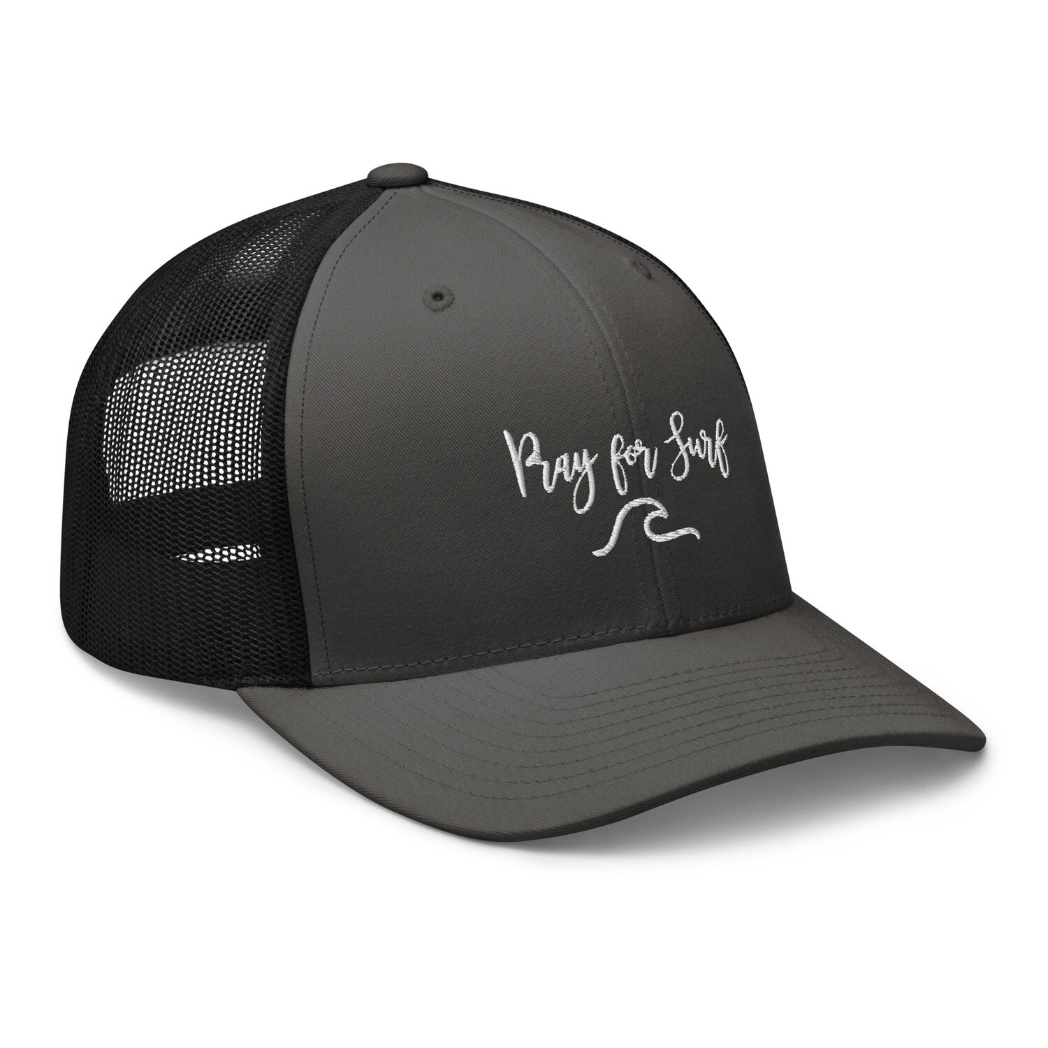 Pray for Surf Trucker Cap. Retro Surfers Trucker Hat.