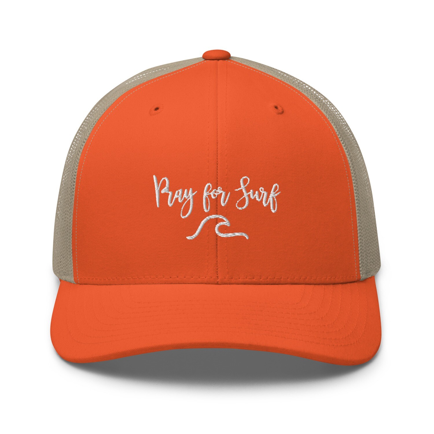 Pray for Surf Trucker Cap. Retro Surfers Trucker Hat.