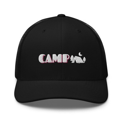 Camp Trucker Cap. Retro Camper Trucker Hat.
