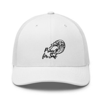 Pray for Surf Trucker Cap. Retro Surfers Trucker Hat.