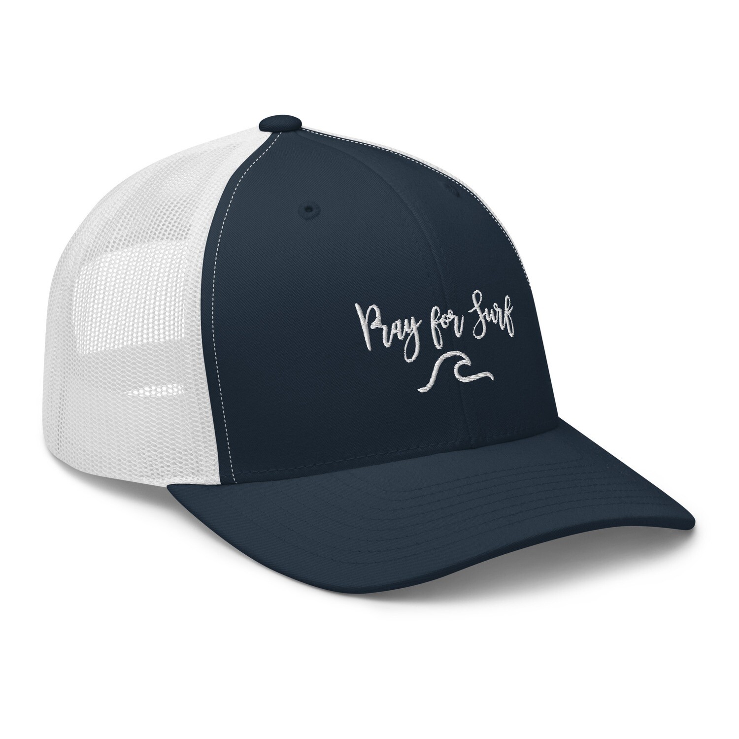 Pray for Surf Trucker Cap. Retro Surfers Trucker Hat.