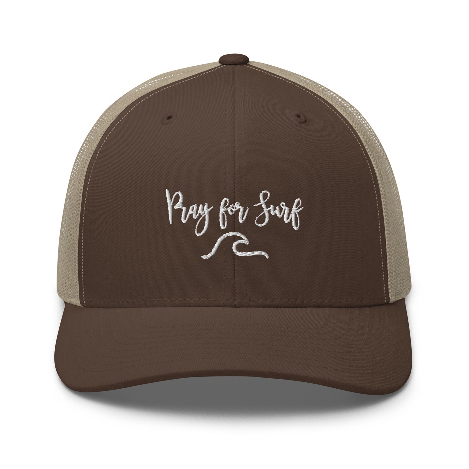 Pray for Surf Trucker Cap. Retro Surfers Trucker Hat.