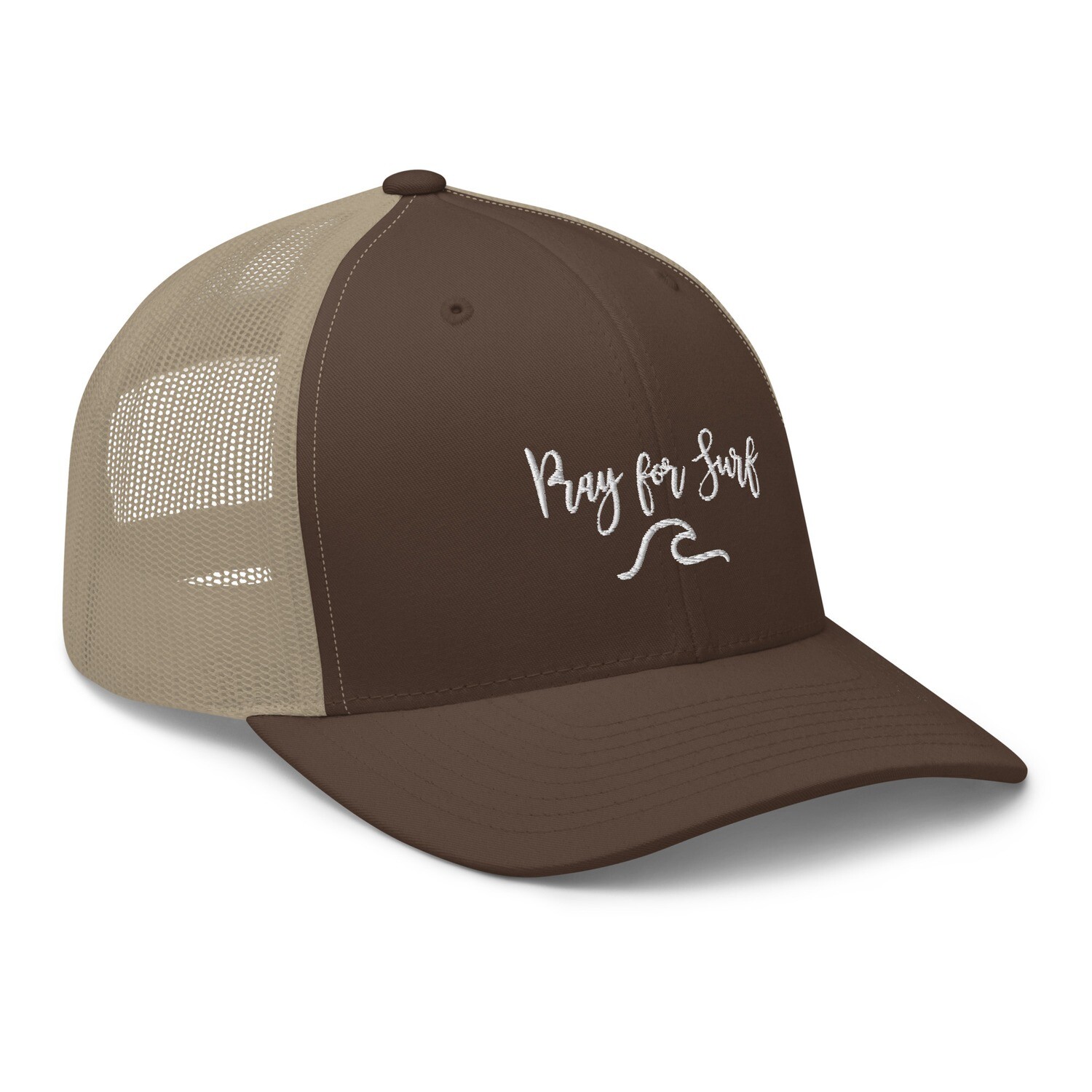 Pray for Surf Trucker Cap. Retro Surfers Trucker Hat.