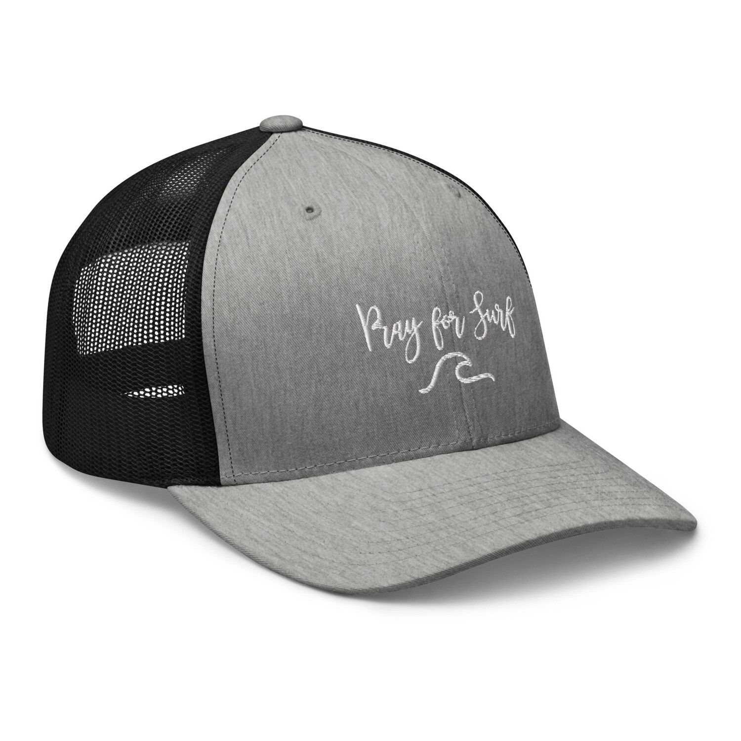Pray for Surf Trucker Cap. Retro Surfers Trucker Hat.