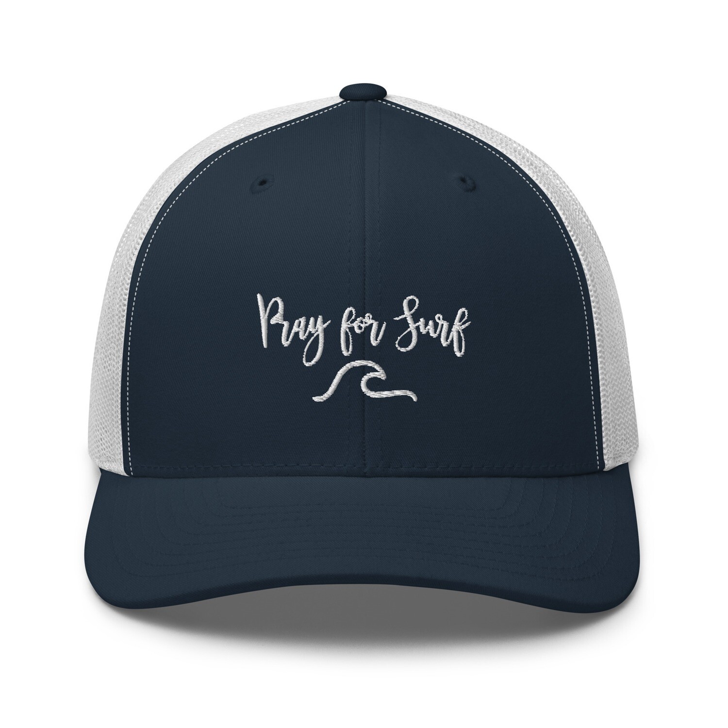 Pray for Surf Trucker Cap. Retro Surfers Trucker Hat.
