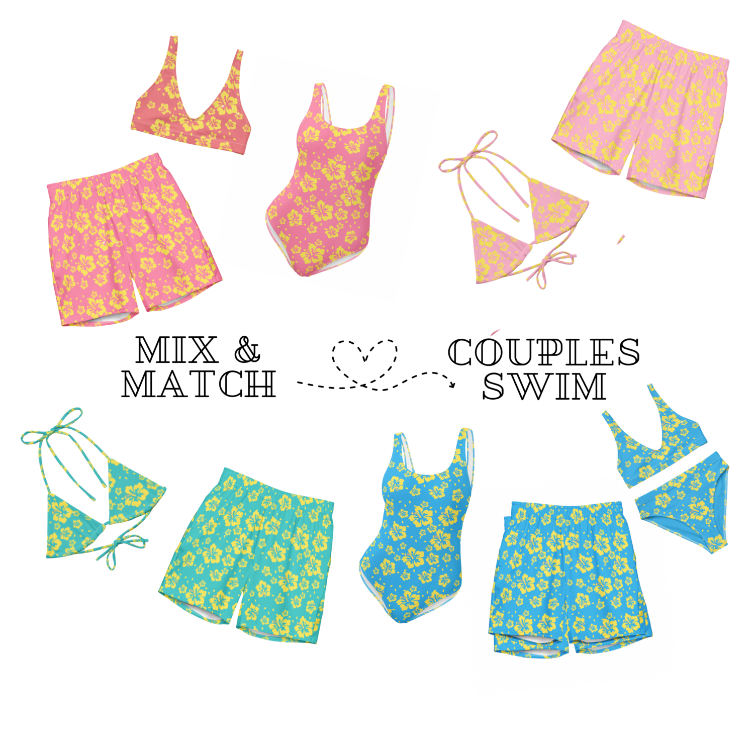 Tropical Flower Matching Swimwear
