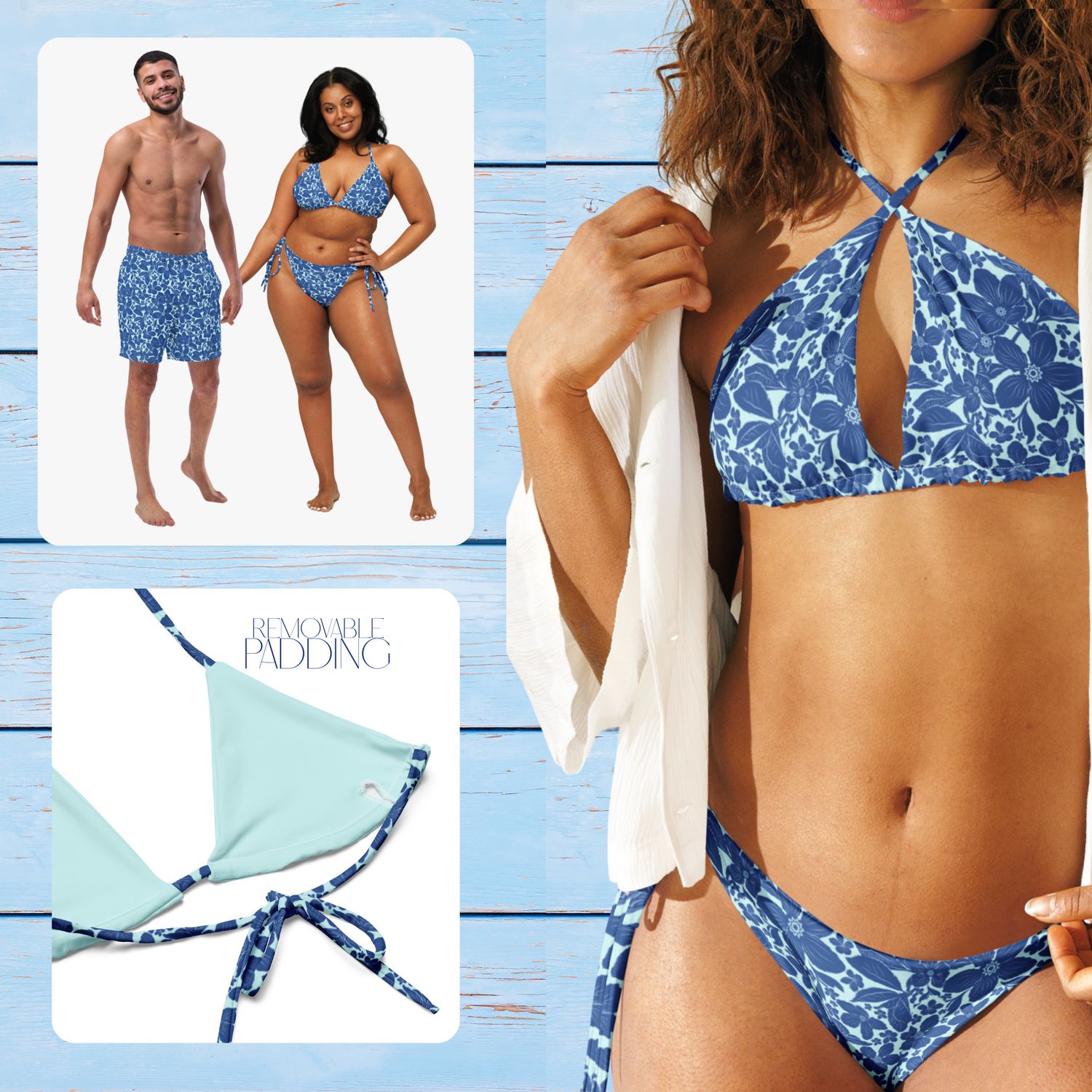 Tropical His and Hers Matching Swimsuits 