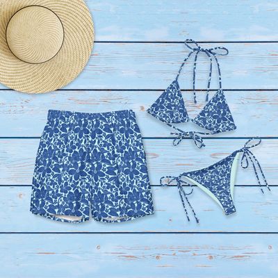 Tropical His and Hers Matching Swimsuits 