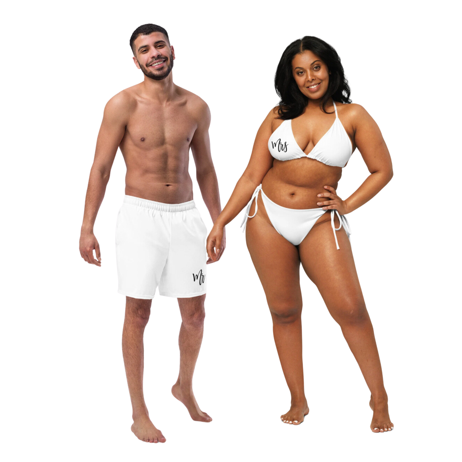 Mrs Bikini Separates. Honeymoon Bride Mix and Match Black or White String Bikini Bottom &amp; Top