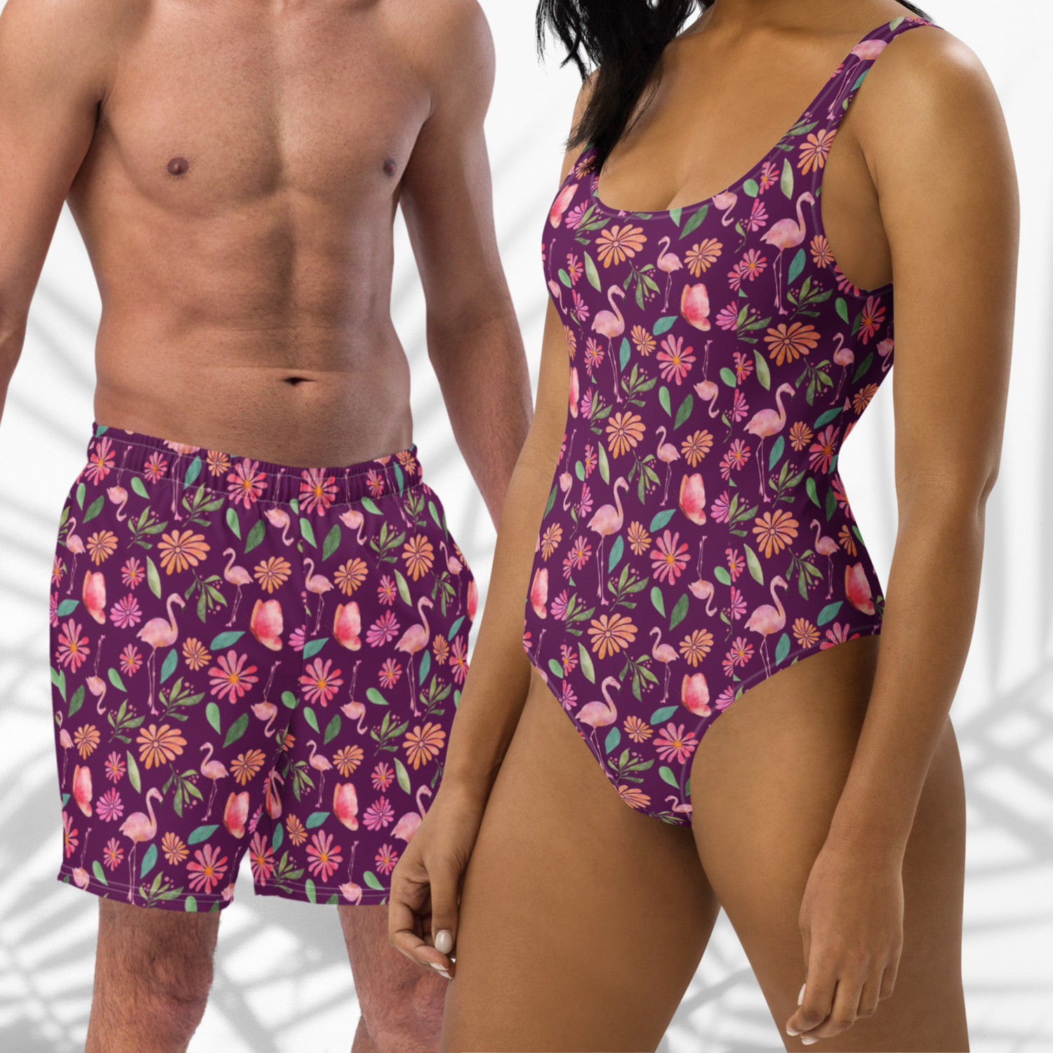 Matching Flamingo Swimsuits