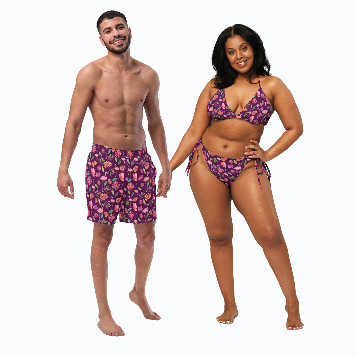 Matching Flamingo Swimsuits