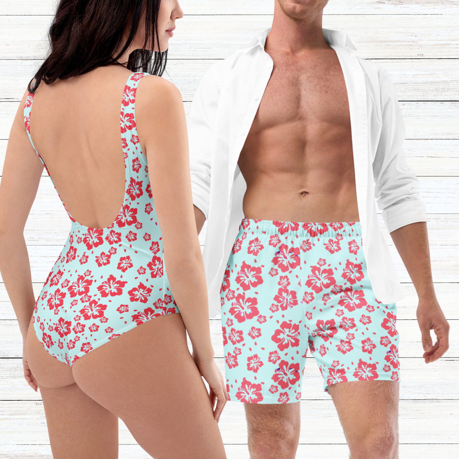Matching Tropical Flowers Swimwear