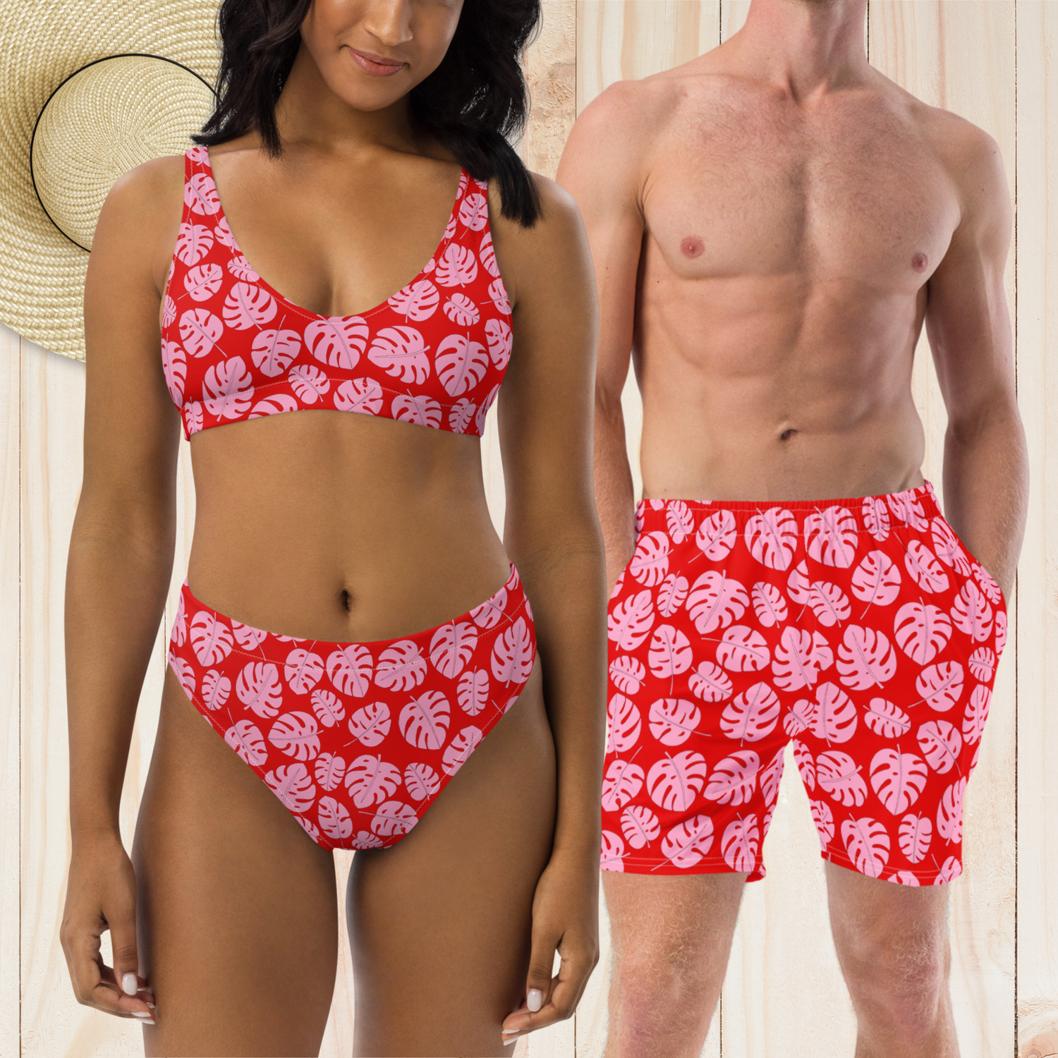Matching Tropical Flowers Swimwear