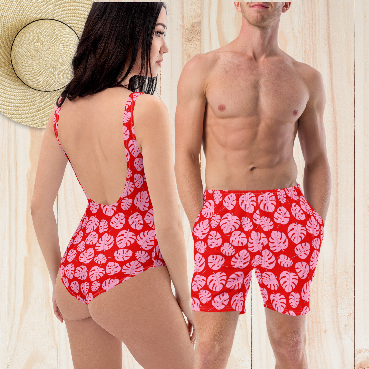 Matching Tropical Flowers Swimwear