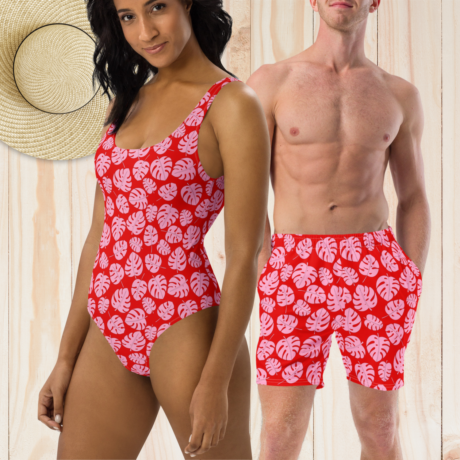 Matching Tropical Flowers Swimwear