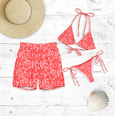 Tropical Red Swimsuit Sets