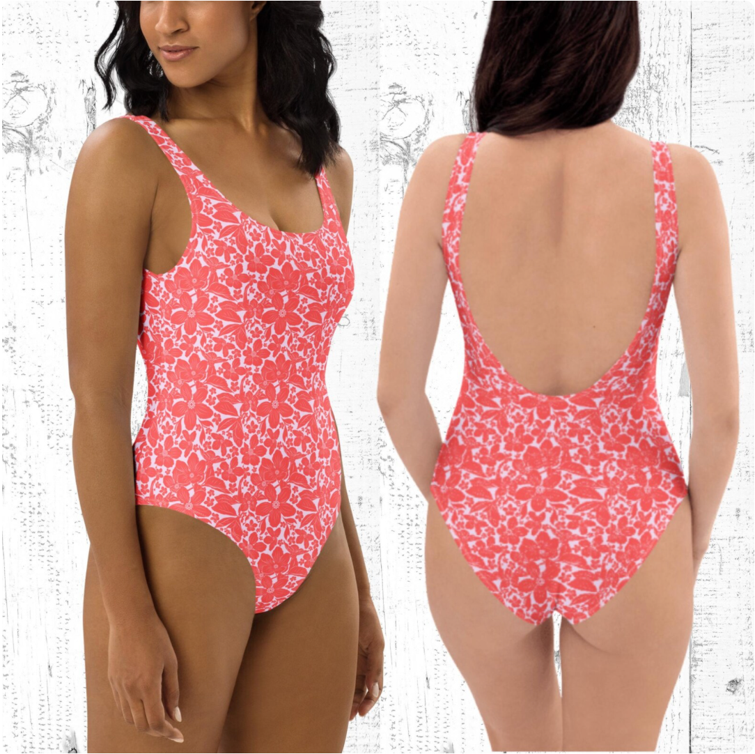 Tropical Red Swimsuit Sets