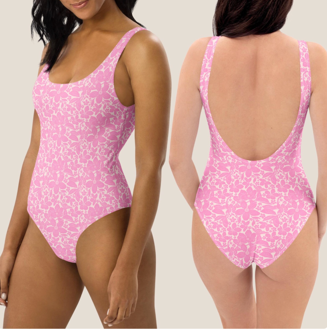 Romantic Floral Couples Swimwear - His &amp; Hers Tropical Beach Honeymoon Matching Bathing Suits.