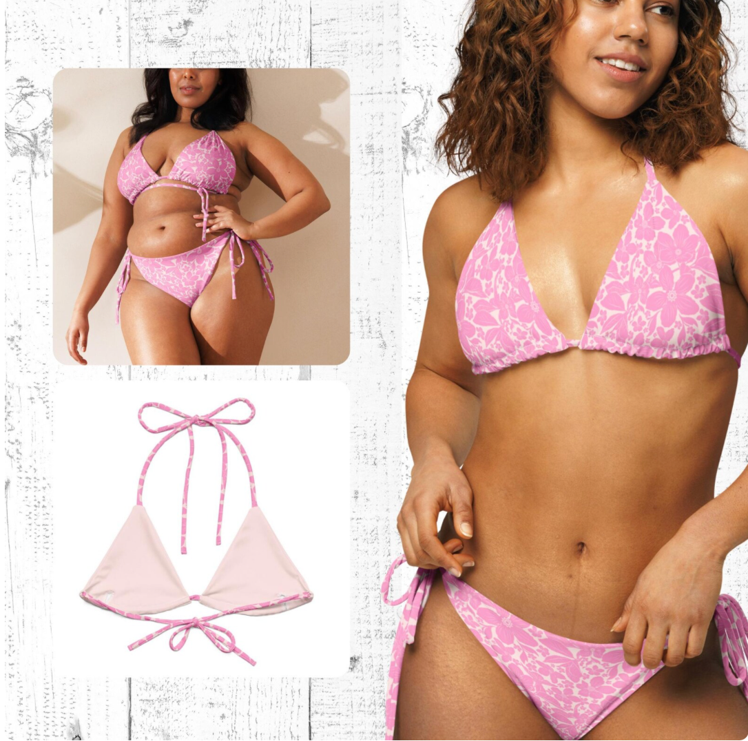Romantic Floral Couples Swimwear - His &amp; Hers Tropical Beach Honeymoon Matching Bathing Suits.