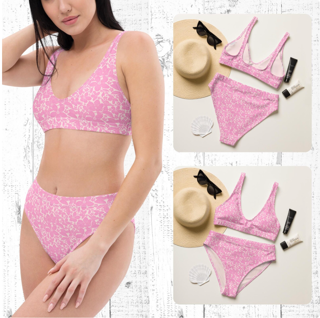 Romantic Floral Couples Swimwear - His &amp; Hers Tropical Beach Honeymoon Matching Bathing Suits.