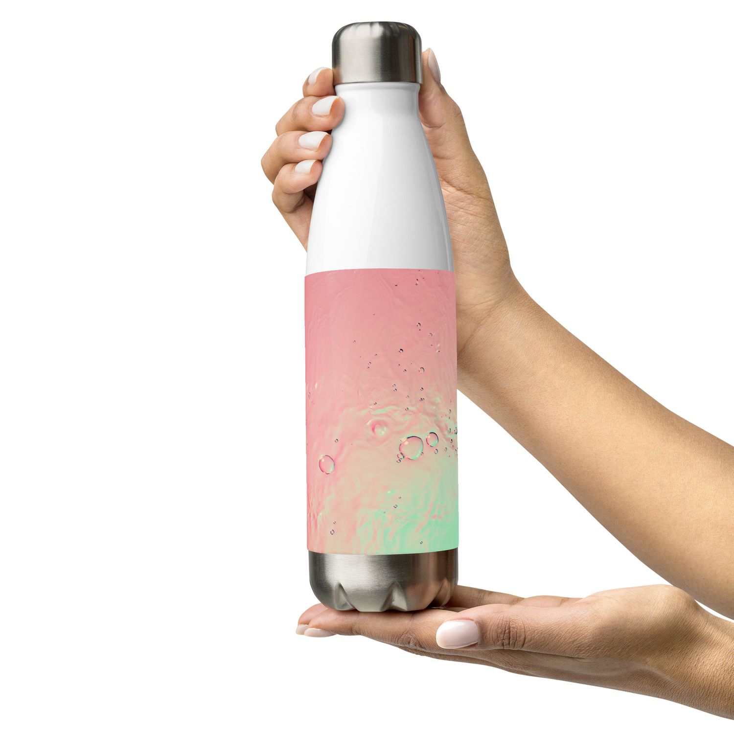 Insulated Stainless Steel Water Bottle with Water Design - 17oz Leak-Proof Thermal Flask. Keeps Drinks Cold or Hot for hours.
