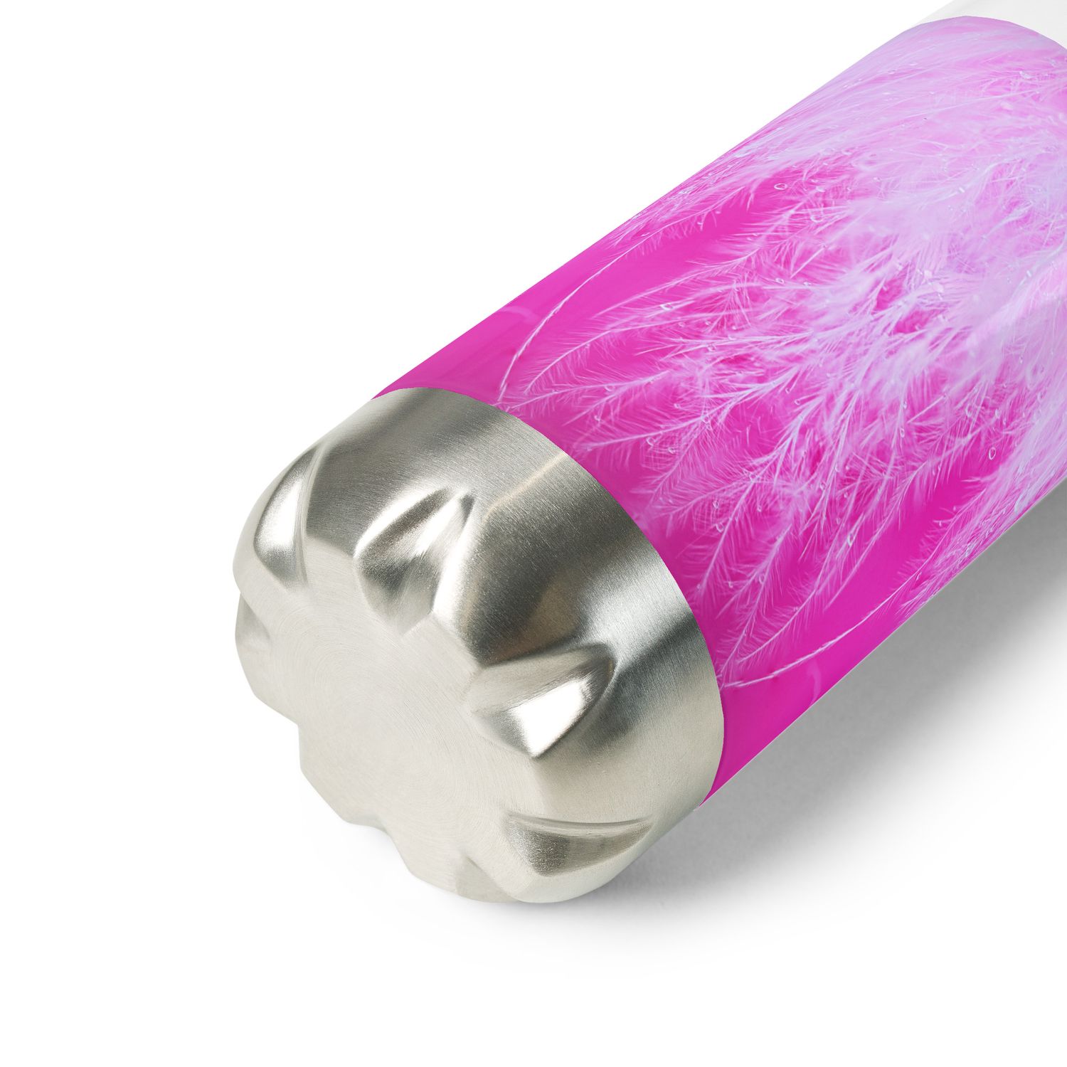 Insulated Stainless Steel Water Bottle with Feather Design - 17oz Leak-Proof Thermal Flask. Keeps Drinks Cold or Hot for hours.