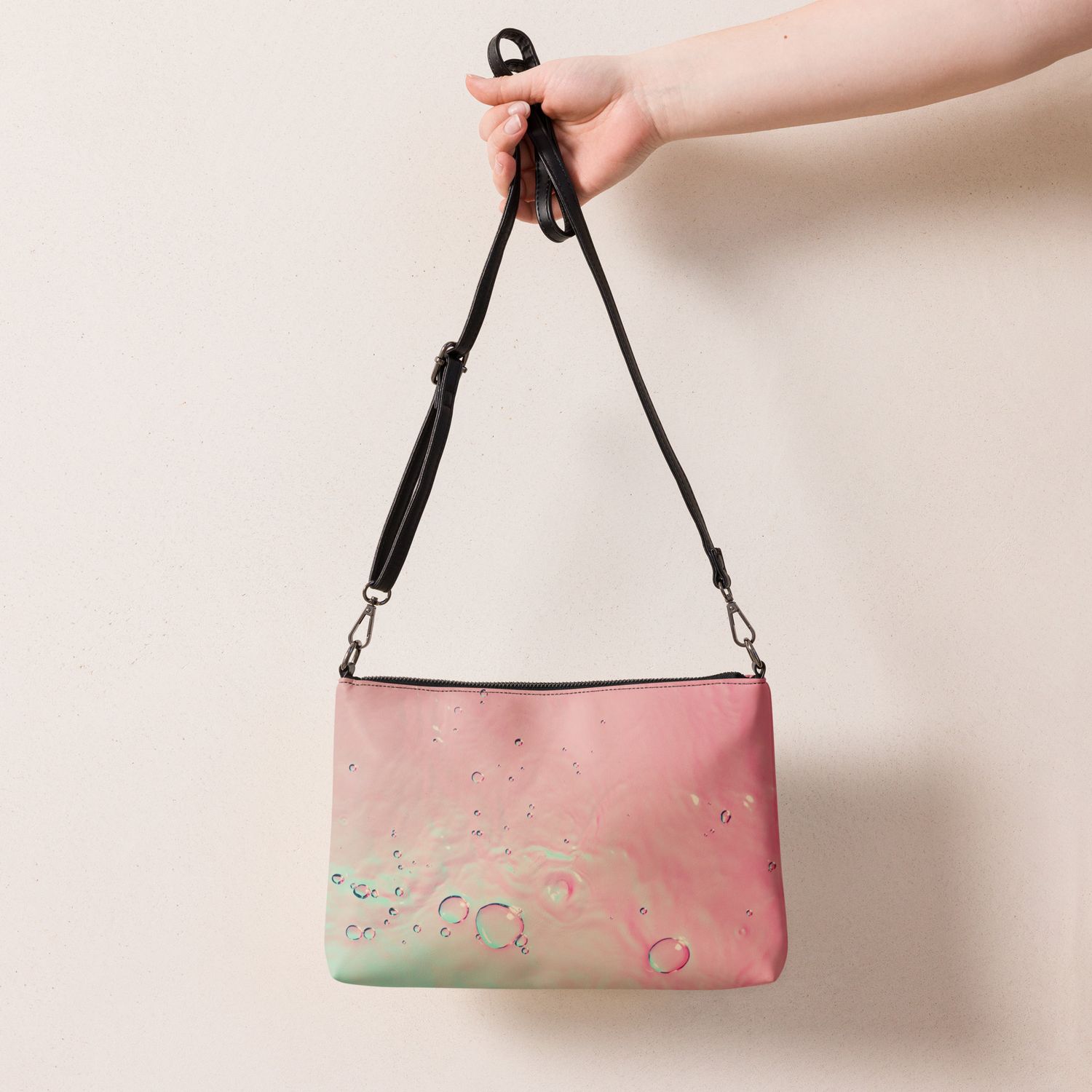 Crossbody Bag Water Design – Faux Leather Convertible Purse with Wrist Strap Water Design – Bold Statement Bag for Travel, Events &amp; Everyday
