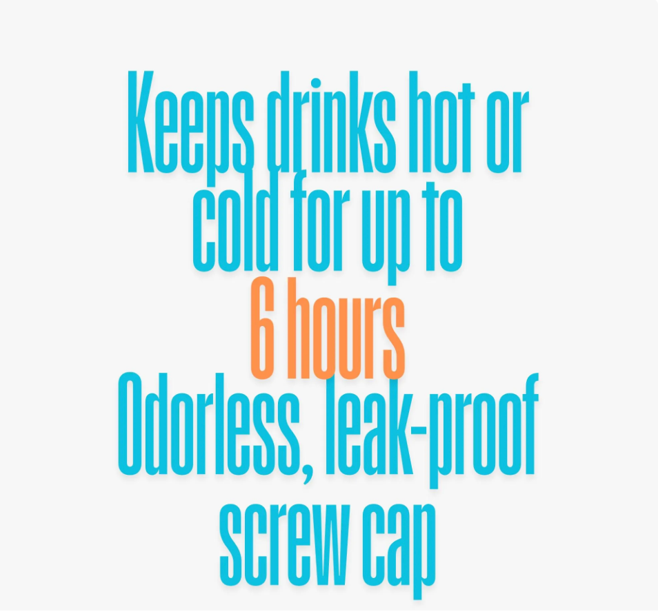 Insulated Stainless Steel Water Bottle with Water Design - 17oz Leak-Proof Thermal Flask. Keeps Drinks Cold or Hot for hours.