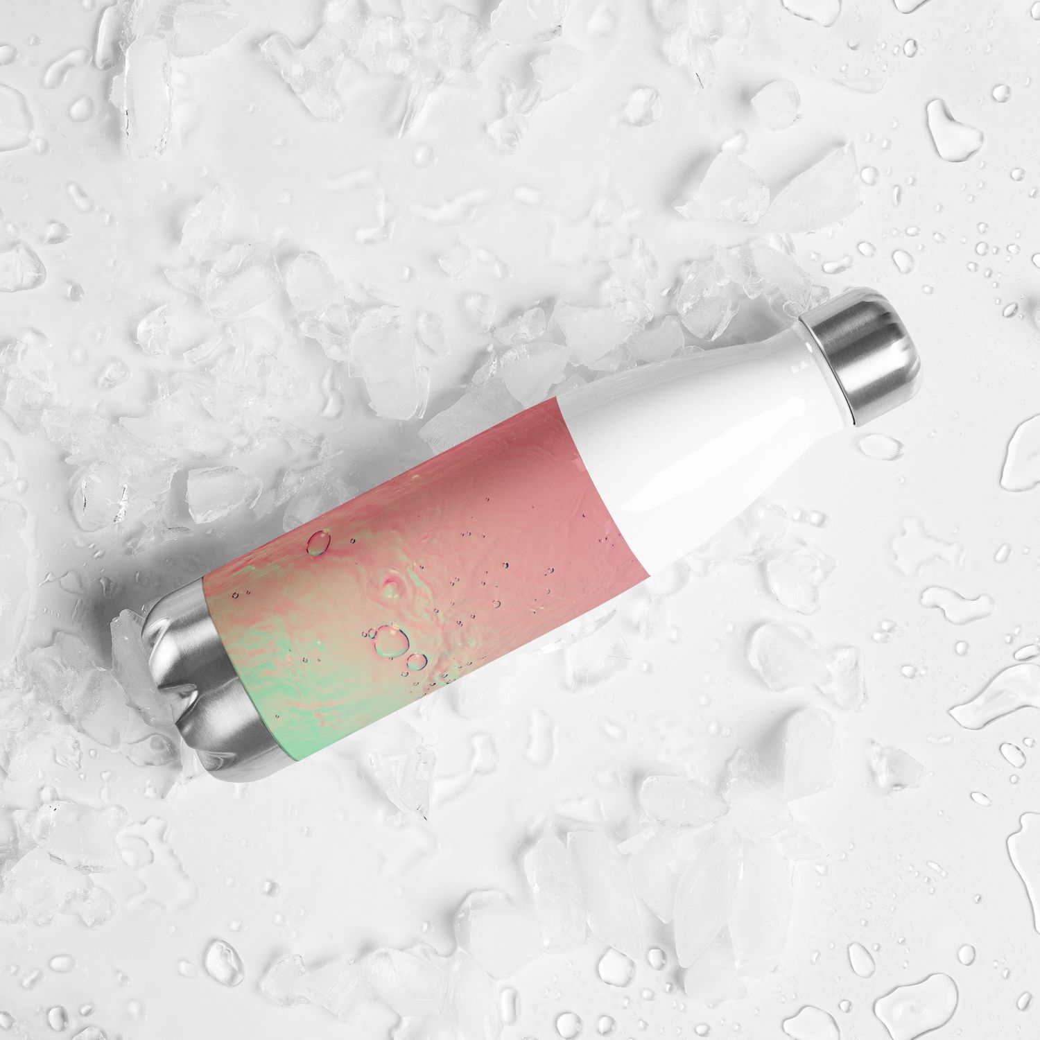 Insulated Stainless Steel Water Bottle with Water Design - 17oz Leak-Proof Thermal Flask. Keeps Drinks Cold or Hot for hours.