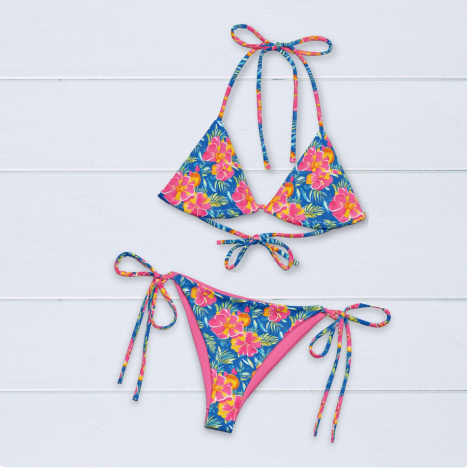Blue Tropics String Bikini Separates