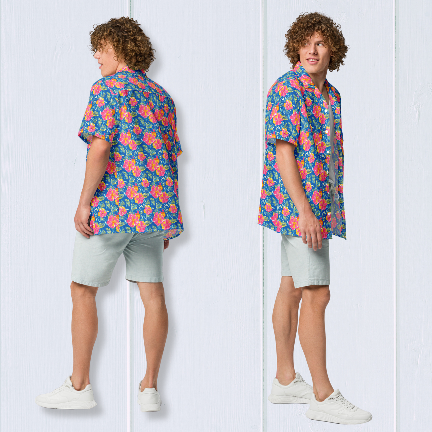 Unisex Oversized Floral Button Shirt