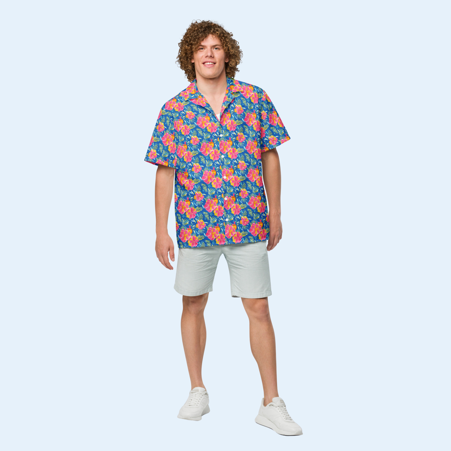 Unisex Oversized Floral Button Shirt