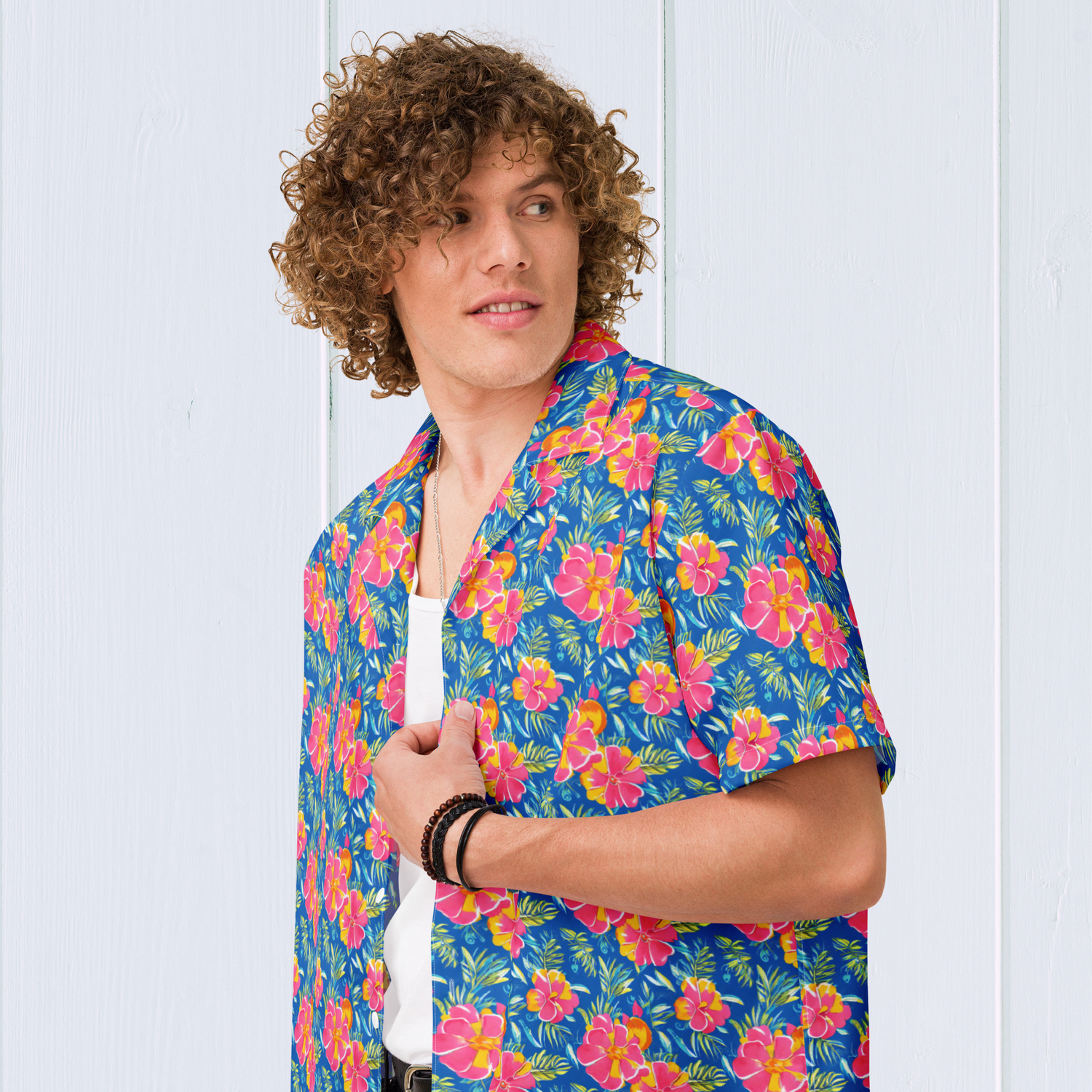 Unisex Oversized Floral Button Shirt