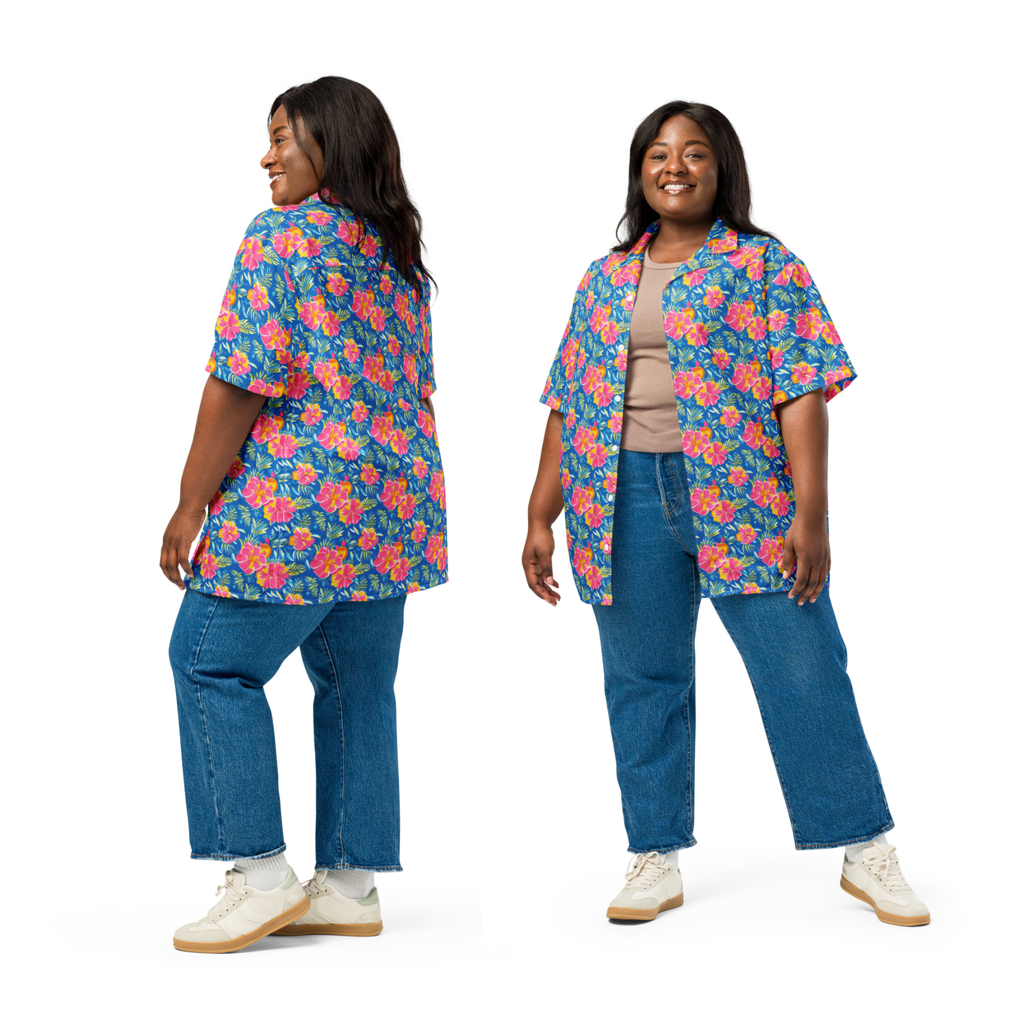 Unisex Oversized Floral Button Shirt