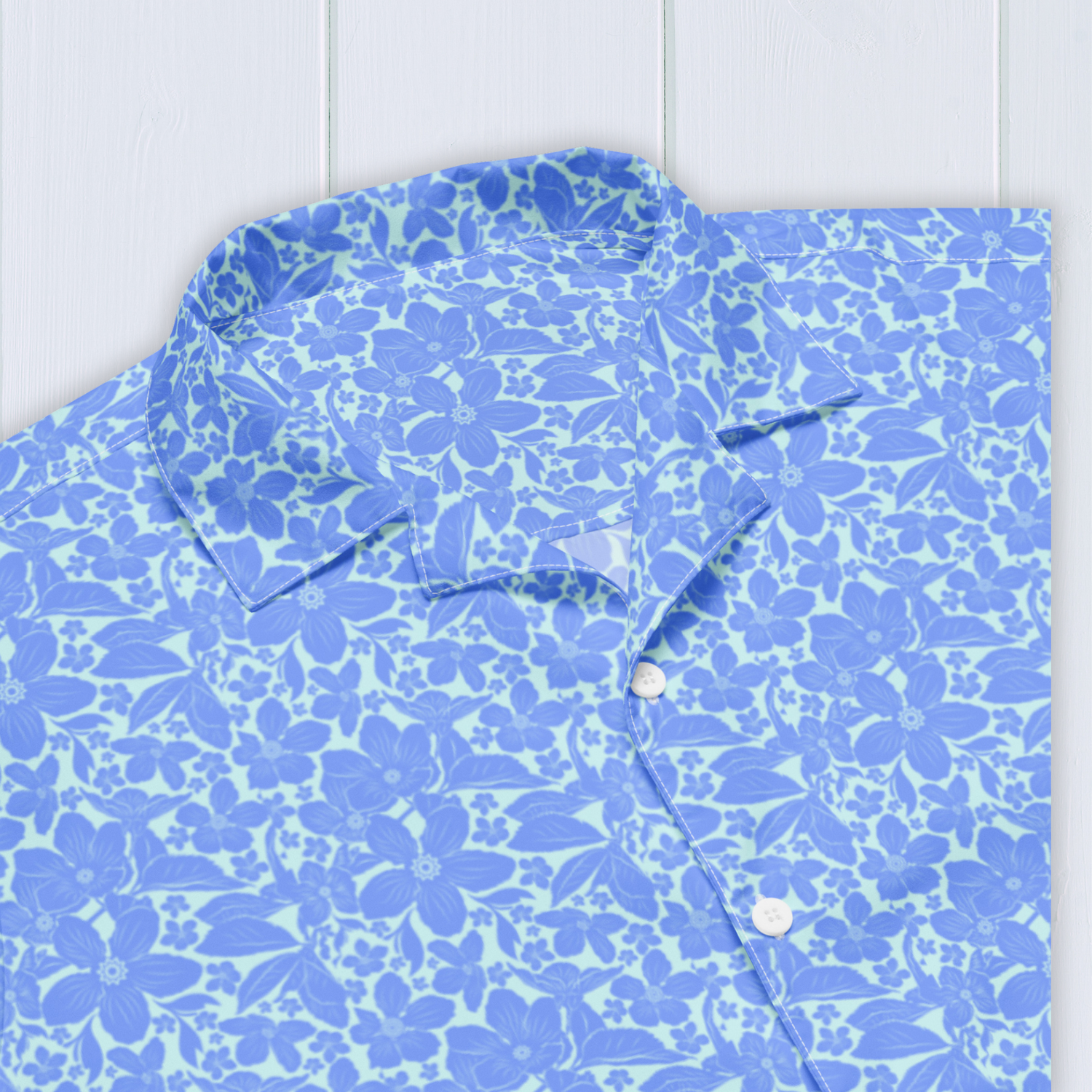 Light Blue Floral Unisex button shirt