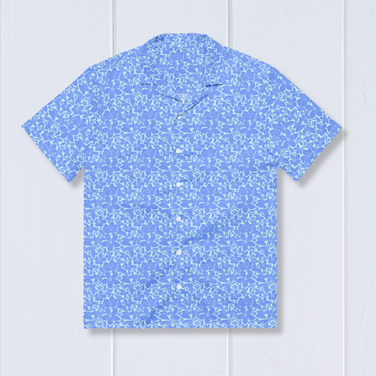 Light Blue Floral Unisex button shirt